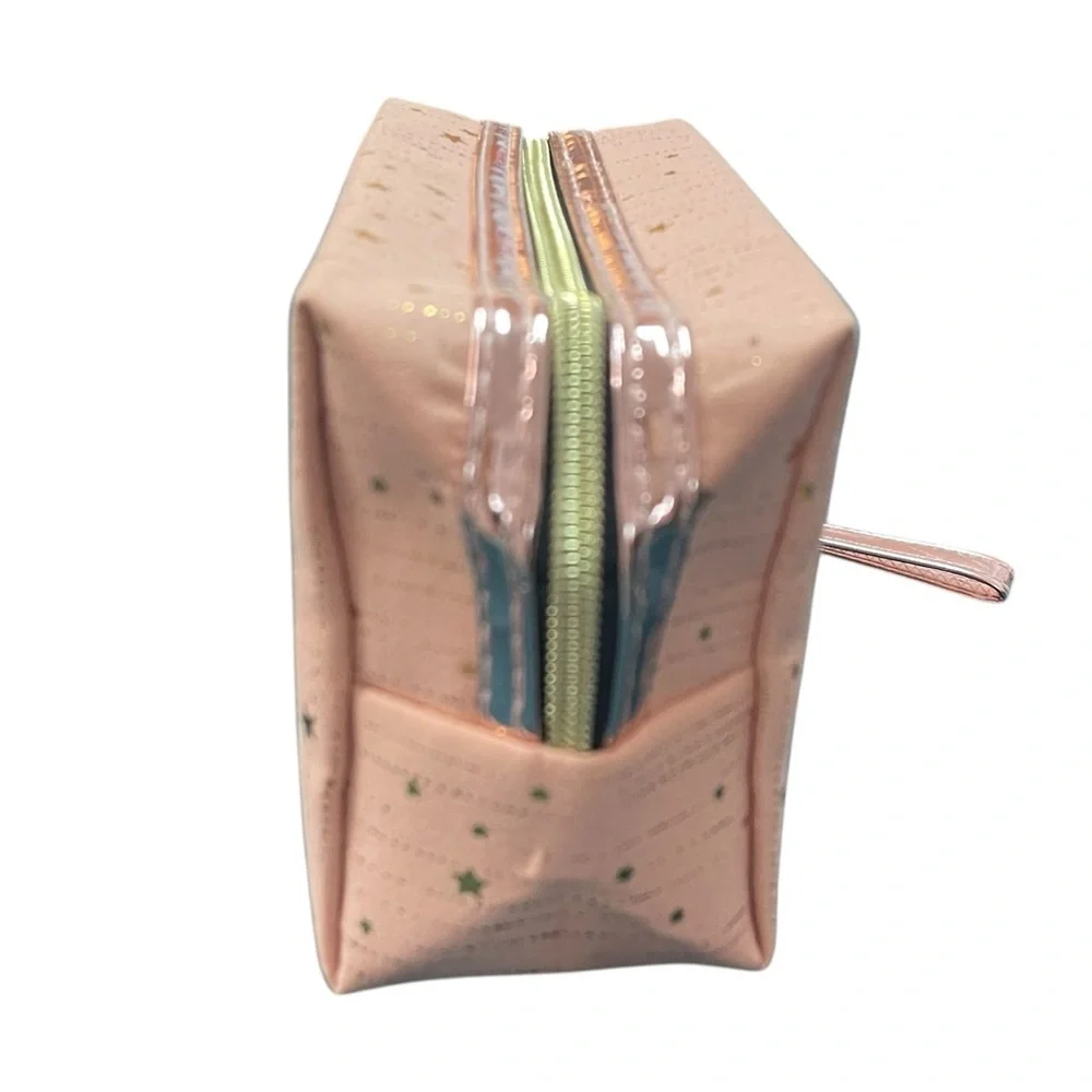 Star Pattern Cosmetic Bag Pink Gold